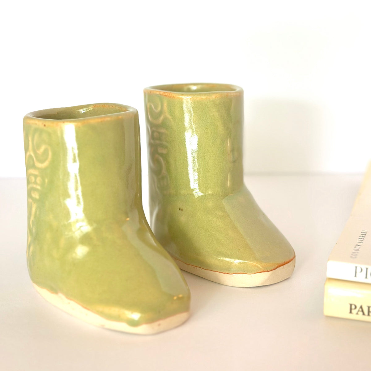 Pair Mini Cowboy Boot Vases